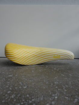 Very rare new old stock Selle Italia Bio version of the Turbo saddle with yellow and white stripes