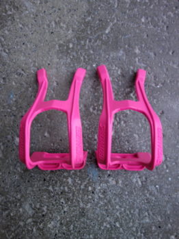 Specialized neon pink toe clips for MTB