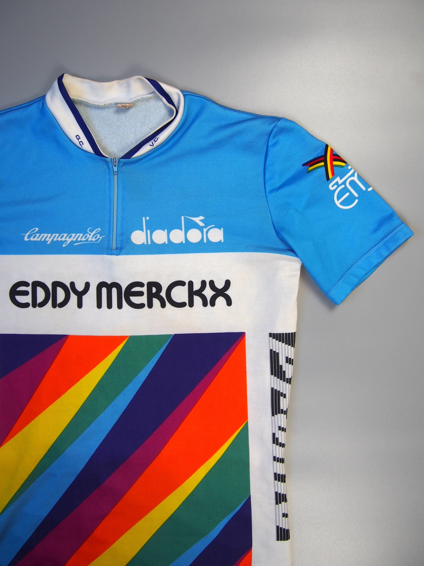 Eddy Merckx Pronto GCVC Team Jersey – Blue, White & Rainbow